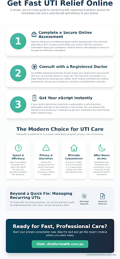 Infographic guide for online doctor for UTI in Australia