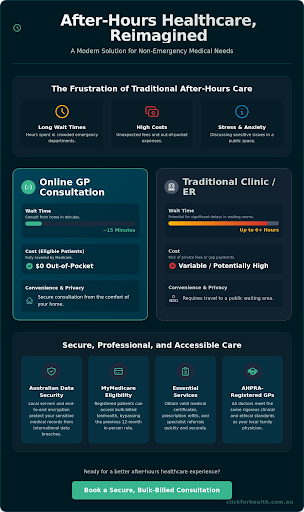 Infographic explaining After-Hours Healthcare, Reimagined